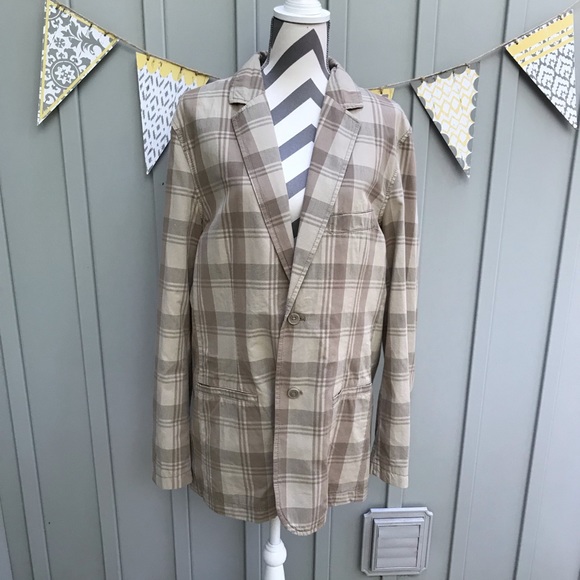 Fossil Men’s Tan & Brown Plaid “Silver Lining” Jacket Size Large - Picture 2 of 8